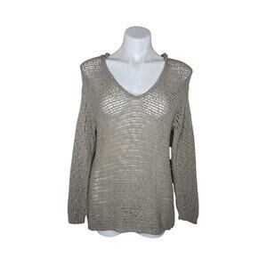 PUREJILL Open Knit Hooded Sweater Size Small